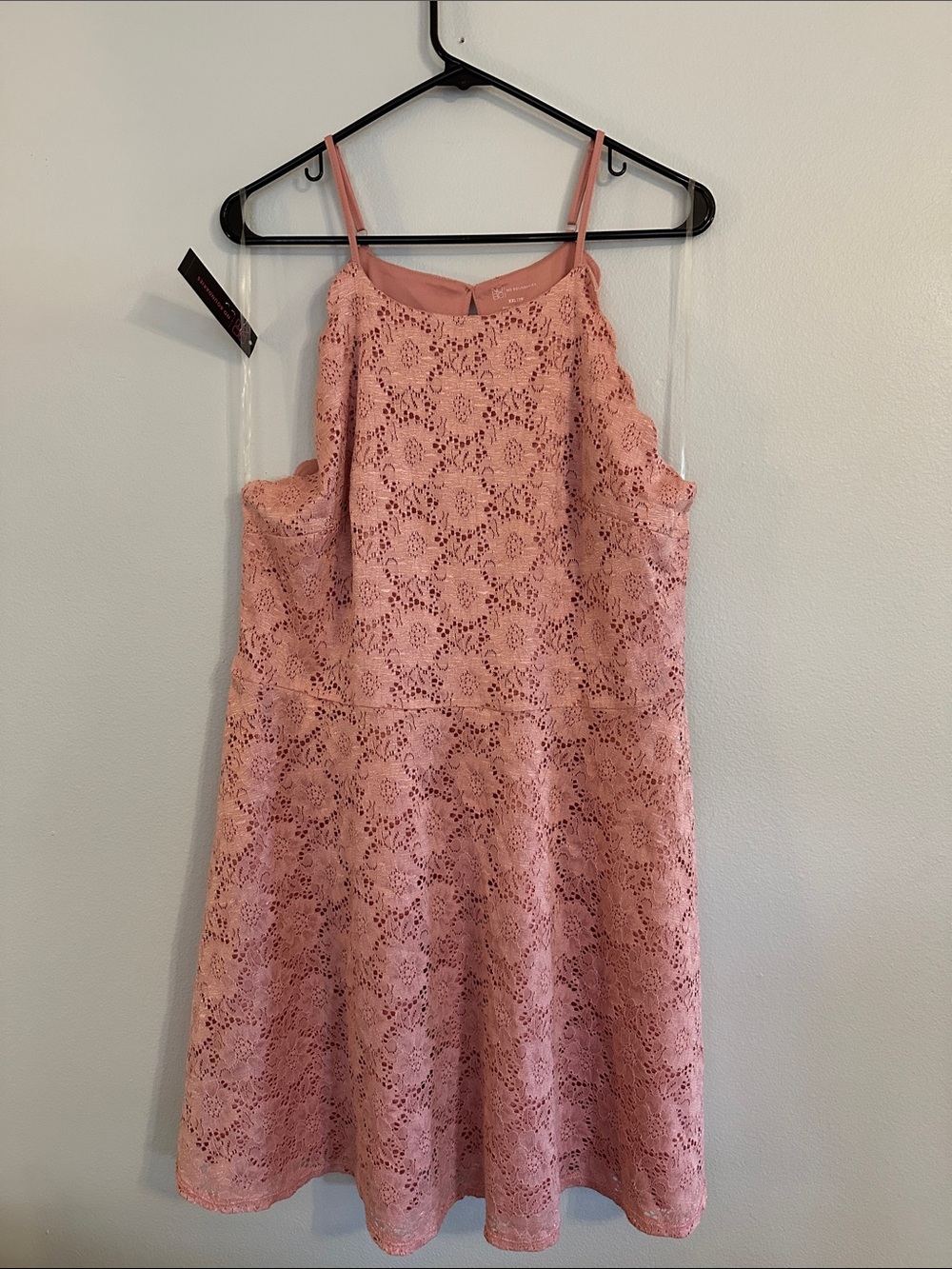 No Boundaries Pink Lace Spaghetti Strap Dress